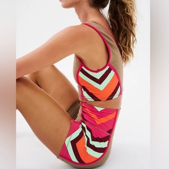 Free People Movement By Free People Never Better Color Block Bike Shorts Size XS - Picture 1 of 8